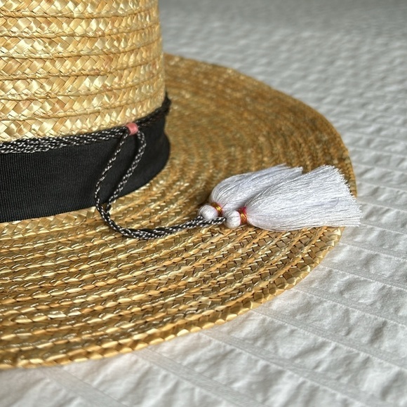 PETER GRIMM Straw Sun Hat Steeplechase Kentucky Derby Wide Brim Grosgrain Ribbon - Picture 4 of 9